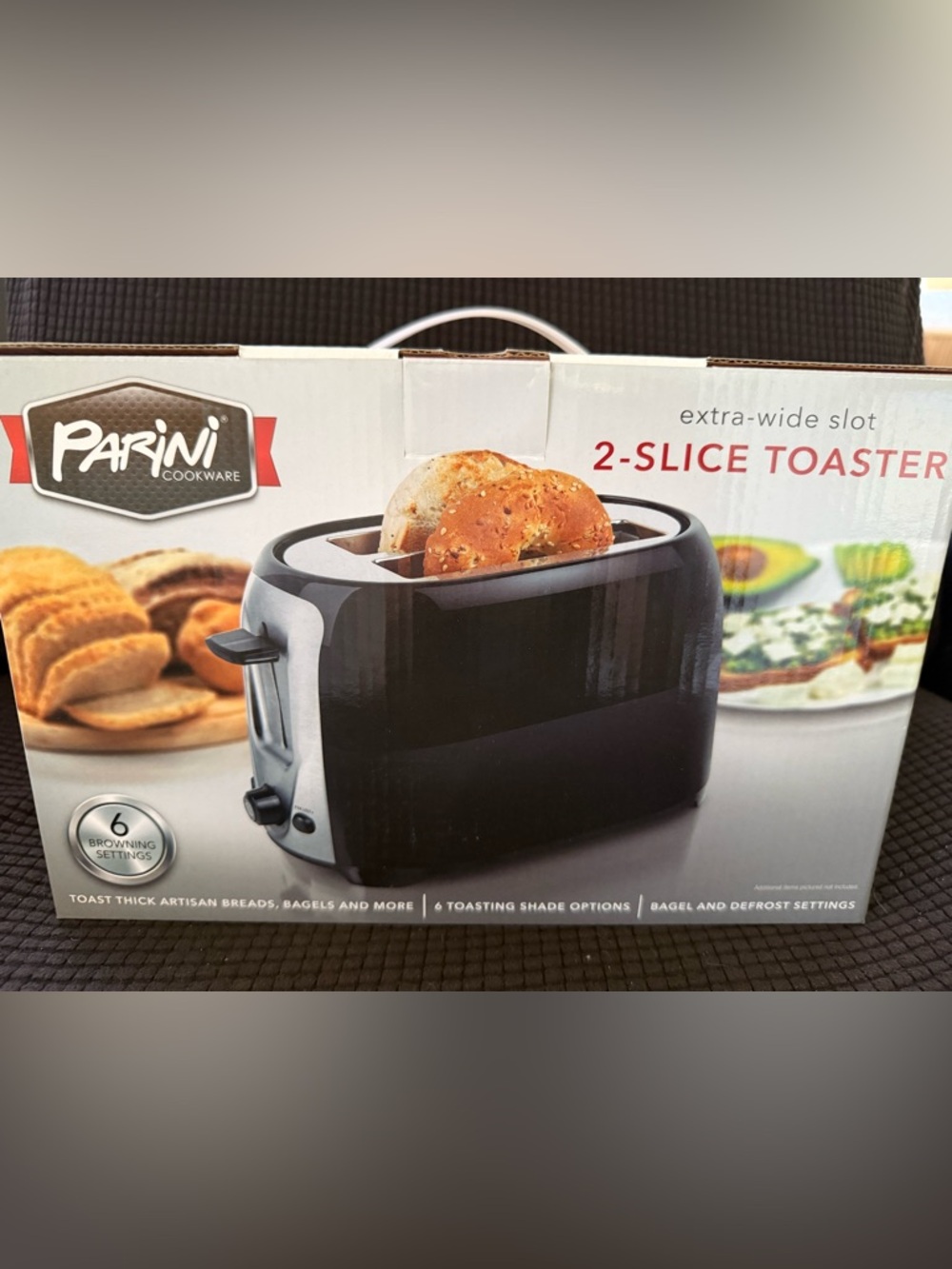 Two-slice, Wide-slot, Black Parini Toaster